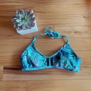 Blue Palm Bikini Top